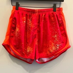 Nike Dri-Fit size medium red orange & yellow lined shorts